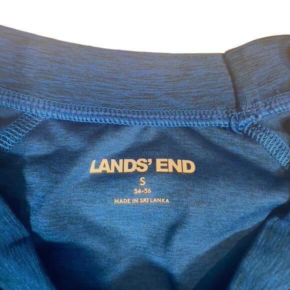 Lands' End Workout Shirt Men Small Blue Moisture Wicking Heathered Quik Dry Jog - Picture 2 of 12